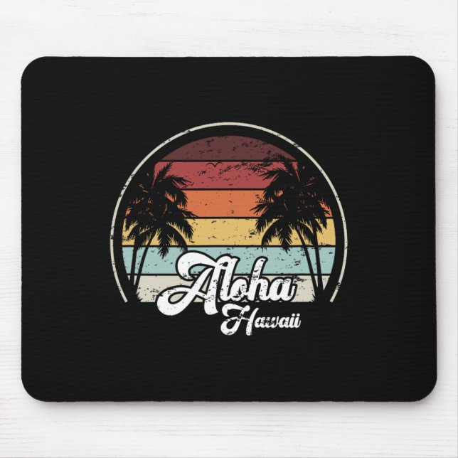 Aloha Hawaii Palms Cool Casual Summer Beach Vacati Mouse Mat (Front)