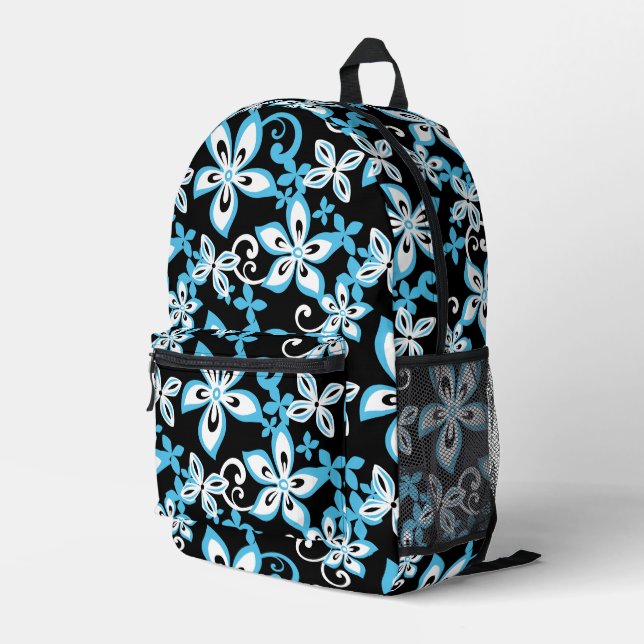ALOHA HAWAII PATTERN IN BLACK/BLUE PRINTED BACKPACK (Back Corner Right)