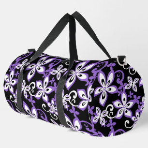 ALOHA HAWAII PATTERN IN BLACK/LAVENDER DUFFLE BAG