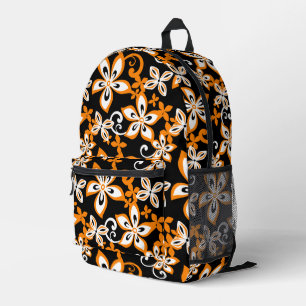 ALOHA HAWAII PATTERN IN BLACK/ORANGE PRINTED BACKPACK