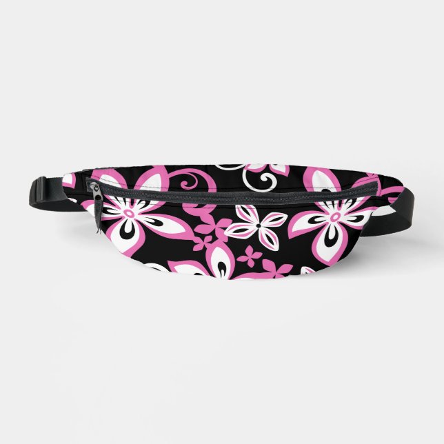 ALOHA HAWAII PATTERN IN BLACK/PINK BUM BAGS (Front)