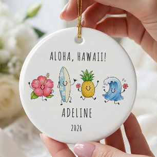 Aloha Hawaii Personalised Travel Ornament