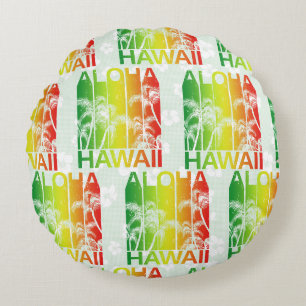 Aloha Hawaii Retro Summer Floral Round Cushion