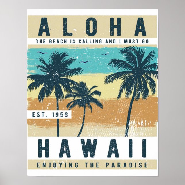 Aloha Hawaii Retro Travel Poster (Front)