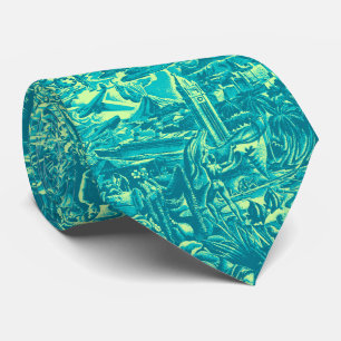 Aloha Hawaii Scenic Two-sided Printed Tie