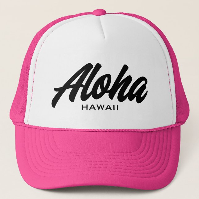 Aloha Hawaii script typography custom colour Trucker Hat (Front)