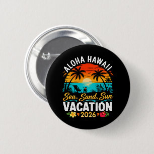 Aloha Hawaii Sea Sand Sun 2026 6 Cm Round Badge