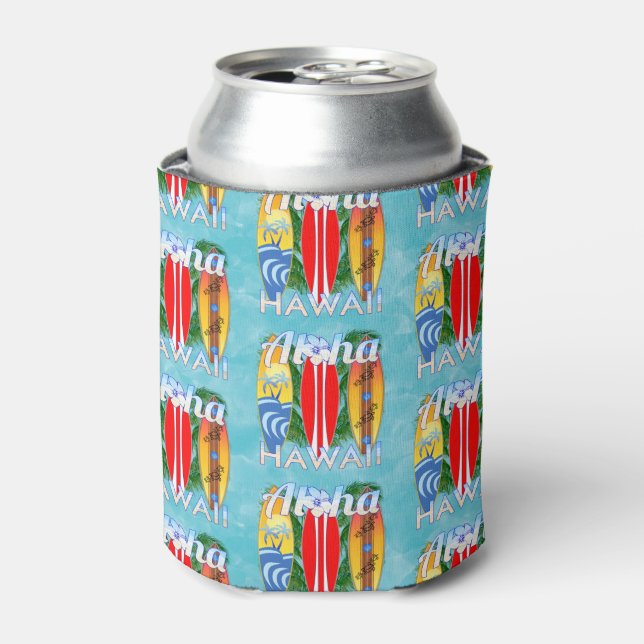 Aloha Hawaii Summer Surfboards Can Cooler (Can Front)