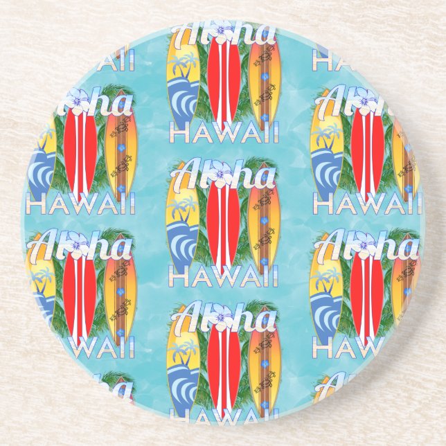 Aloha Hawaii Summer Surfboards Coaster (Front)