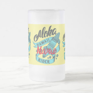 Aloha Hawaii Surf Rider Thunder_Cove Frosted Glass Beer Mug