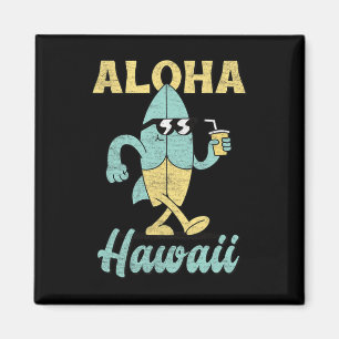 Aloha Hawaii Surfboard Surfing Surf Funny Hawaiian Magnet