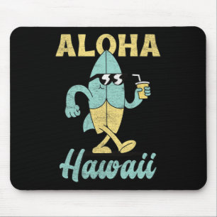 Aloha Hawaii Surfboard Surfing Surf Funny Hawaiian Mouse Mat