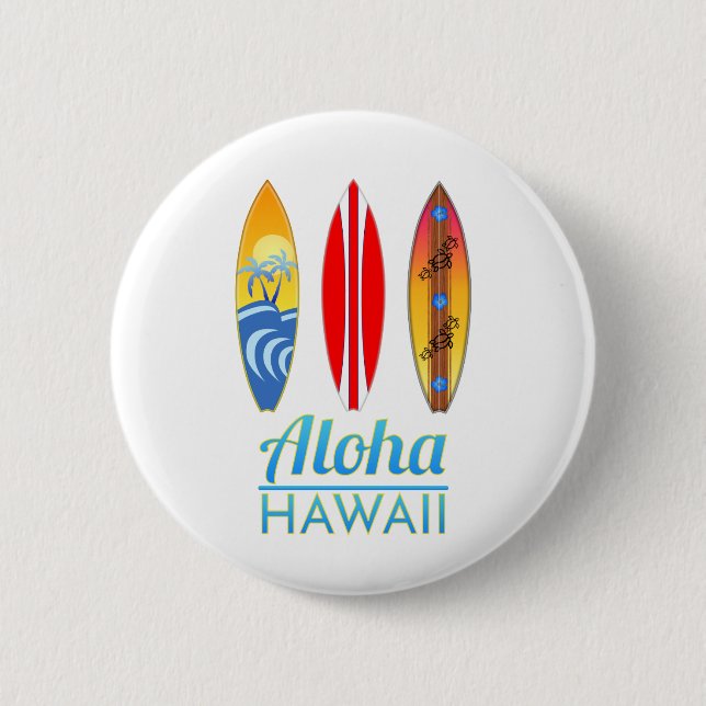 Aloha Hawaii Surfboards 6 Cm Round Badge (Front)