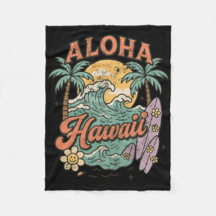Aloha Hawaii Surfing Design Tropical Summer Fleece Blanket