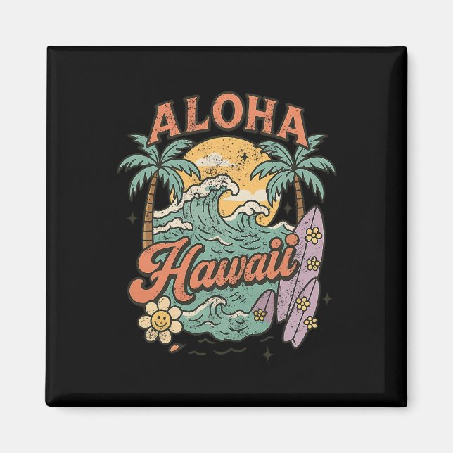 Aloha Hawaii Surfing Design Tropical Summer  Magnet (Front)