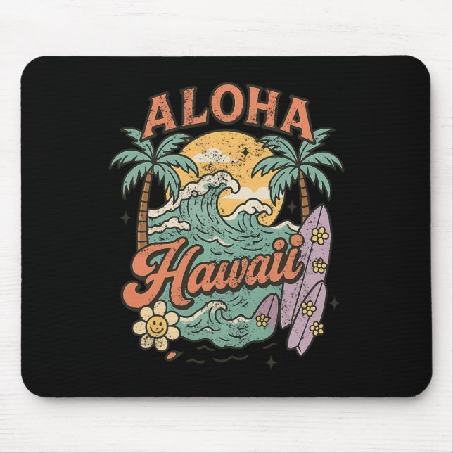 Aloha Hawaii Surfing Design Tropical Summer  Mouse Mat (Front)