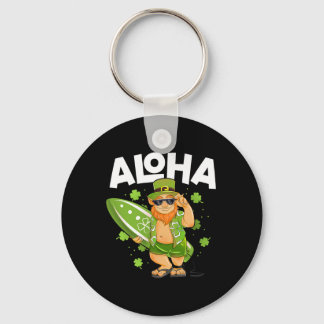 Aloha Hawaii Surfing Leprechaun St Patricks Day Ha Key Ring