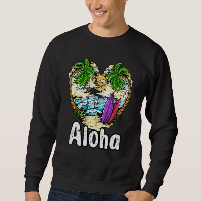 Aloha Hawaii Surfing Retro Sunset 25 Sweatshirt (Front)