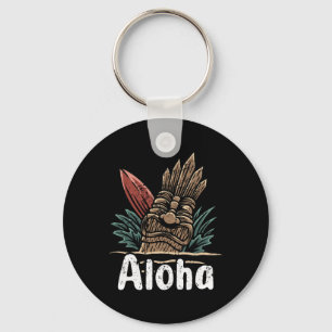 Aloha Hawaii Surfing Retro Sunset  Key Ring