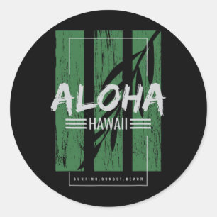 Aloha Hawaii Surfing Sunset Beach  Classic Round Sticker