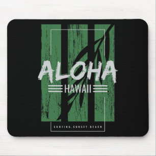 Aloha Hawaii Surfing Sunset Beach Mouse Mat
