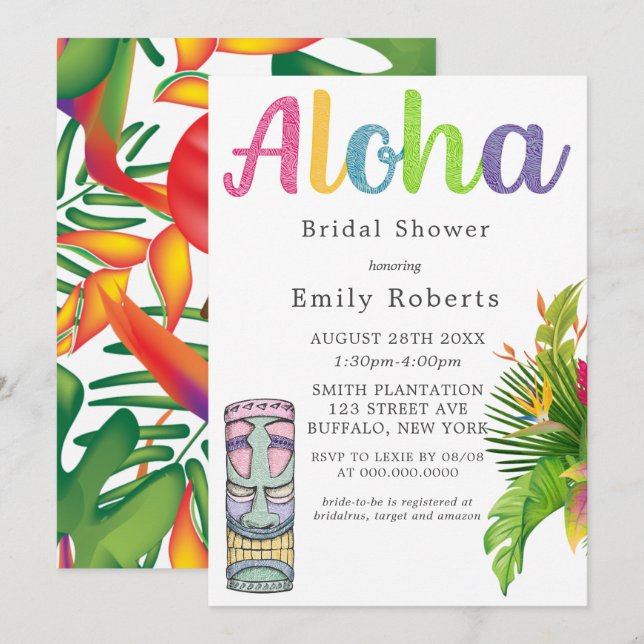 Aloha Hawaii Theme Bridal Shower (Front/Back)