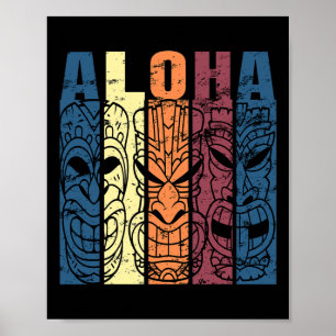 Aloha Hawaii Theme Vacation Vintage Tiki Three  Poster