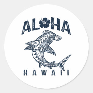 Aloha Hawaii Tril Shark Polynesian Hawaiian Beach Classic Round Sticker