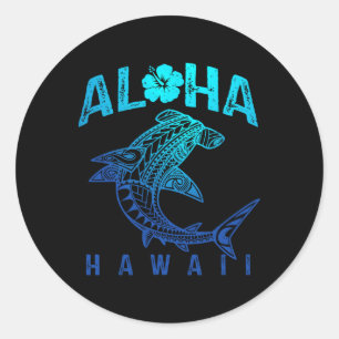 Aloha Hawaii Tril Shark Polynesian Hawaiian Beach Classic Round Sticker
