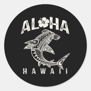 Aloha Hawaii Tril Shark Polynesian Hawaiian Beach  Classic Round Sticker