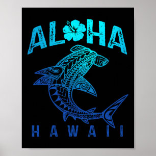 Aloha Hawaii Tril Shark Polynesian Hawaiian Beach Poster