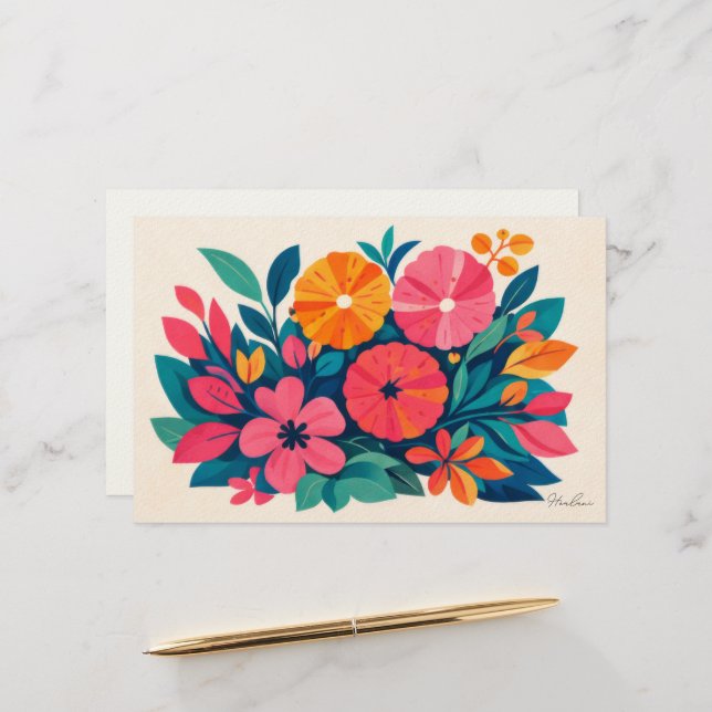 Aloha hawaii tropical art blank stationery (Front/Back In Situ)