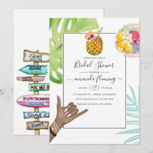 Aloha Hawaii Tropical Beach Bridal Shower Invitation