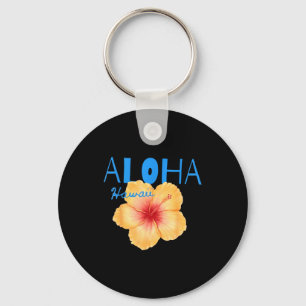 Aloha hawaii tropical flower beach summer vacation key ring
