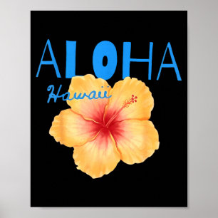 Aloha hawaii tropical flower beach summer vacation poster