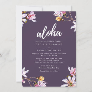 Aloha Hawaii Tropical Flower Beach Wedding Invitation