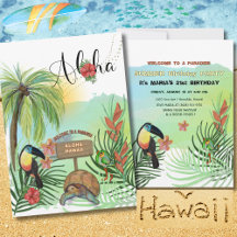 Aloha Hawaii Tropical Paradise Invitation 