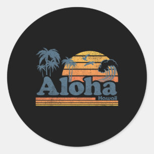 Aloha Hawaii Vintage Beach Summer Surfing 70s Retr Classic Round Sticker