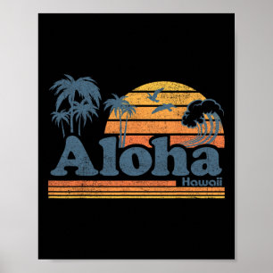 Aloha Hawaii Vintage Beach Summer Surfing 70s Retr Poster