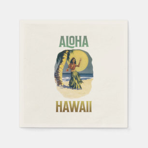 Aloha Hawaii Vintage Hula Girl   Napkin