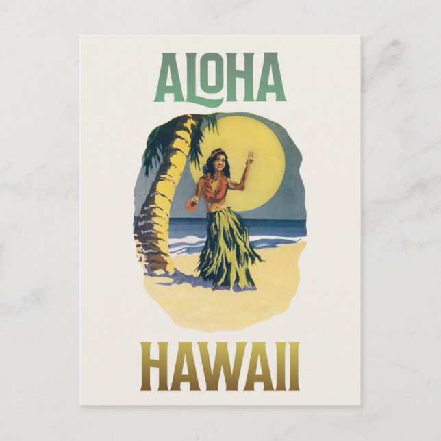 Aloha Hawaii Vintage Hula Girl   Postcard (Front)