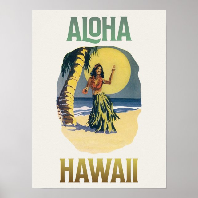 Aloha Hawaii Vintage Hula Girl    Poster (Front)