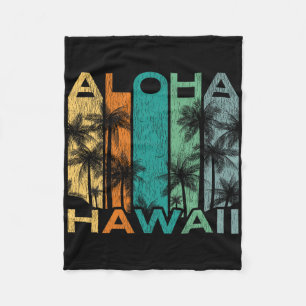 Aloha Hawaii Vintage Surfboard Fleece Blanket