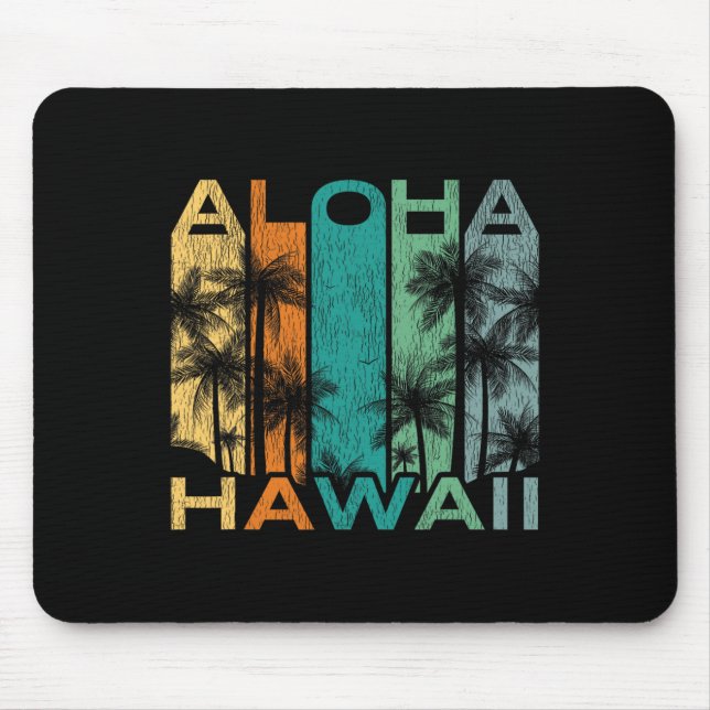 Aloha Hawaii Vintage Surfboard  Mouse Mat (Front)