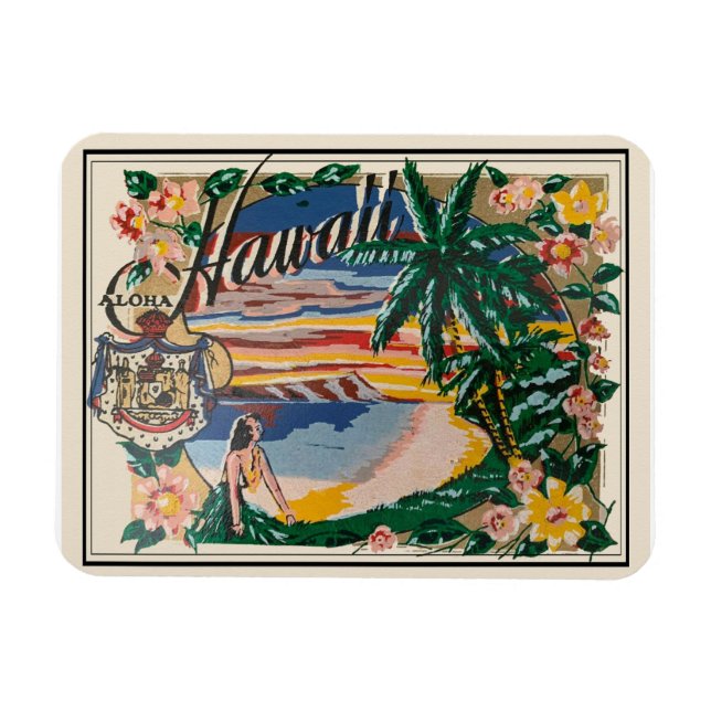 Aloha Hawaii Vintage Travel  Magnet (Horizontal)