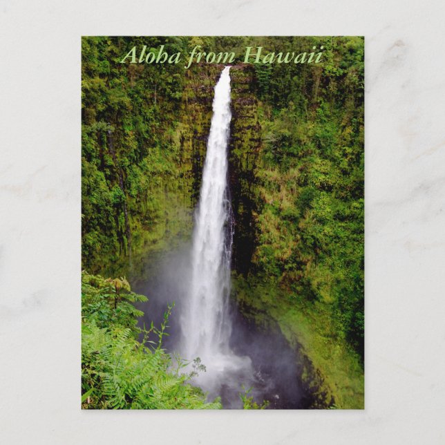 Aloha Hawaii Waterfall Postcard (Front)