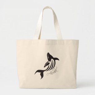 Aloha Hawaii Whale Large Tote Bag