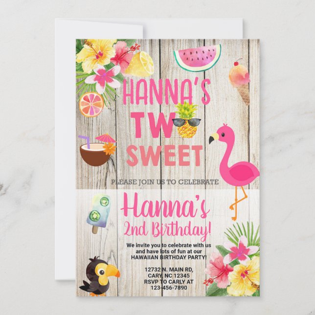 Aloha, hawaiian birthday party invite. invitation (Front)