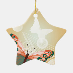 Aloha Hawaiian Butterfly Wedding Love Art Destiny Ceramic Tree Decoration