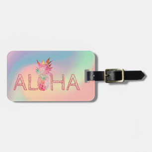 Aloha Hawaiian Colourful Pineapple Holographic Luggage Tag